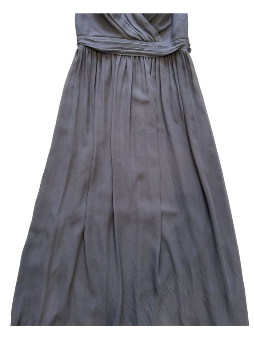 Adrianna Papell Sleeveless Drape Back Gray Maxi Dress Empire Waist V-Neck NWT - Picture 3 of 8